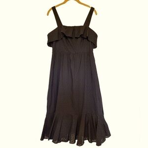 J. Crew Black Polka Dot Ruffle Midi Dress – Size 4